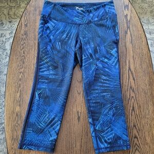 Old Navy Go Dry Active Compression Blue Palm Cropped Leggings Size Women Medium